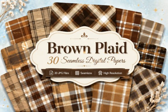 Download Brown Plaid Digital Papers Bundle - Paper Collection