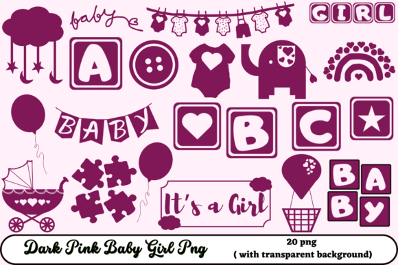 Download Dark Pink Baby Girl Png - Premium Bundle