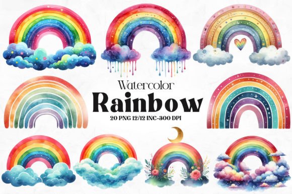 Download Watercolor Rainbow Clipart - Watercolor rainbow Collection