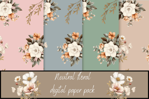 Download Neutral Tones Floral Digital Paper Pack - Paper Collection