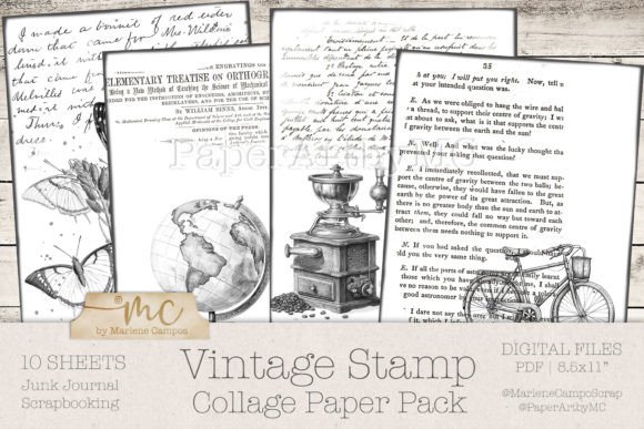 Download Vintage Stamp Collage Paper Template - Paper Collection