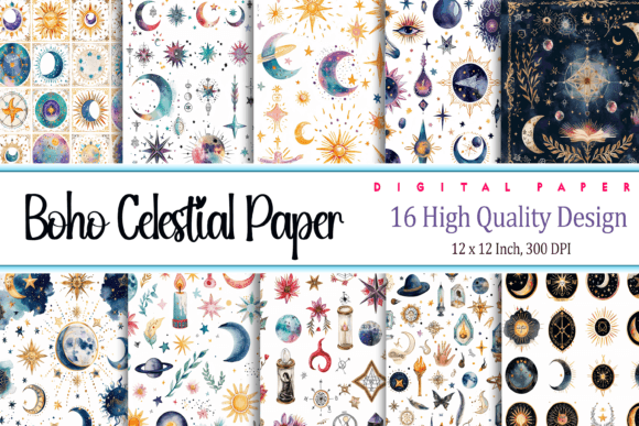 Download Boho Celestial Paper Watercolor - Paper Collection