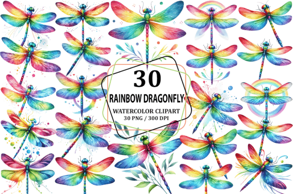 Download Watercolor Rainbow Dragonfly Clipart PNG - Watercolor rainbow Collection