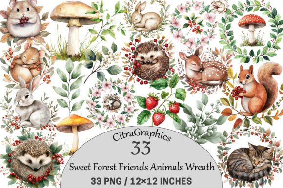 Download Cute Sweet Forest Friends Animals Wreath - Sweet forest friends Collection