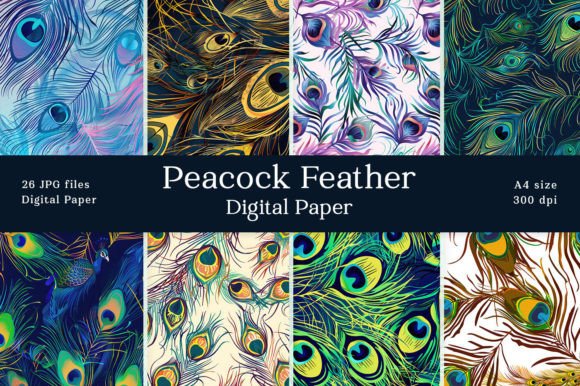 Download Peacock Bird Feather Digital Paper - Paper Collection