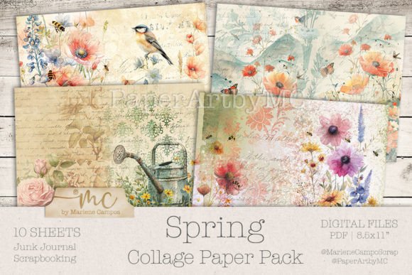 Download Spring Collage Paper, Junk Journal Pages - Paper Collection