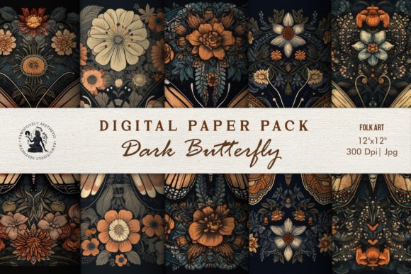 Download Grunge Butterfly Folk Art Digital Paper - Paper Collection