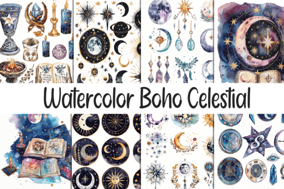 Download Watercolor Boho Celestial Paper - Paper Collection
