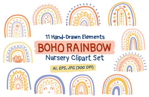 Download Boho Rainbow Clipart Baby Nursery Decor - Baby nursery decor Collection