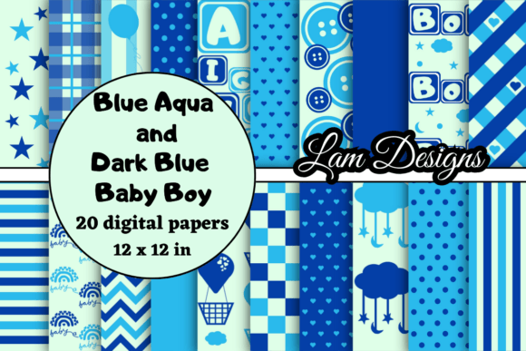 Download Blue Aqua and Dark Blue Baby Boy Papers - Paper Collection