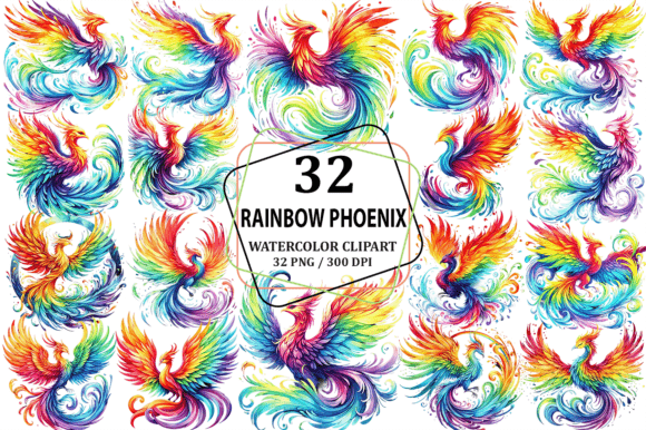 Download Watercolor Rainbow Phoenix Clipart PNG - Watercolor rainbow Collection