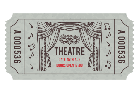 Download Theatre Paper Pass in Retro Style. Vinta - Paper Collection