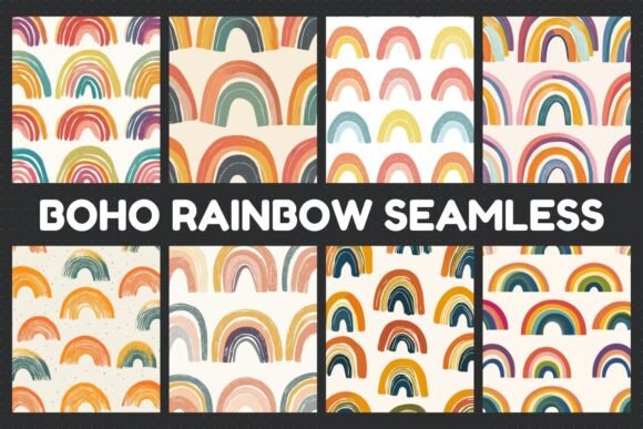 Download Boho Rainbow Seamless Digital Paper - Paper Collection
