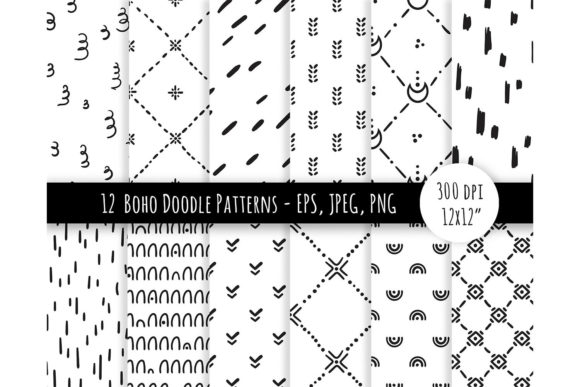 Download Boho Doodle Digital Paper or Pattern Set - Paper Collection