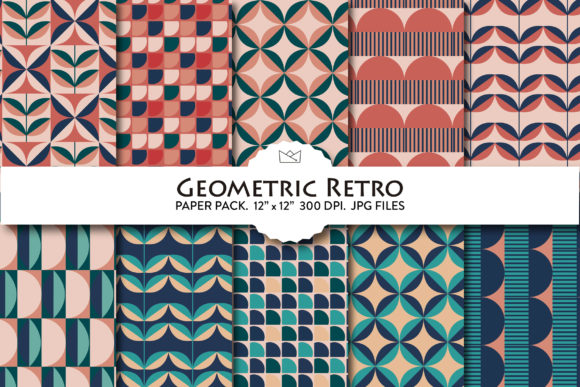 Download Geometric Retro Digital Paper, Patterns - Paper Collection